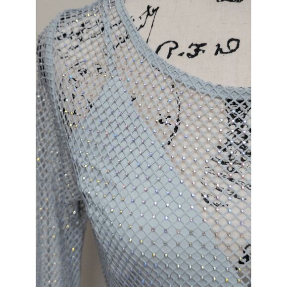 ✨💎 NWT HOUSE OF HARLOW 1960 Long Sleeve Mesh Crystal Rhinestone Maxi Dress Sz S - Picture 6 of 11